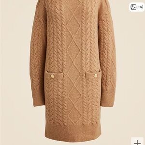 J Crew Relaxed Cable Sweater Dress Pockets Buttons XS